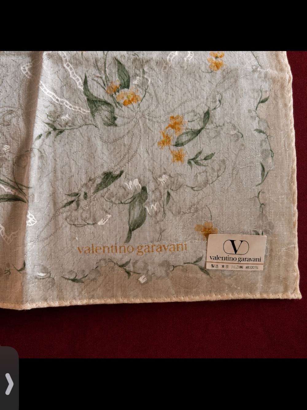 Valentino Garavani Cream Floral Cotton Scarf / Handkerchief - Picture 3 of 6